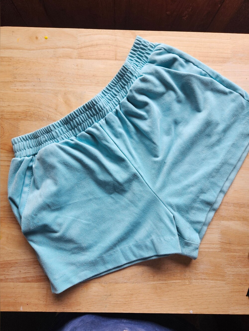 Forever 21 Light Baby Blue Suede Feel Elastic Waist Athletic Micro Shorts Small